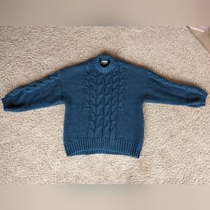 Monki polyester oversized cable knit sweater in dark blue size medium